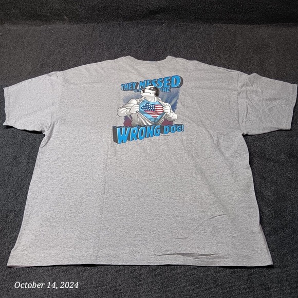 Vintage Big Dog Shirt Men 4X Gray Y2K They Messed With the Wrong Dog - Picture 2 of 10